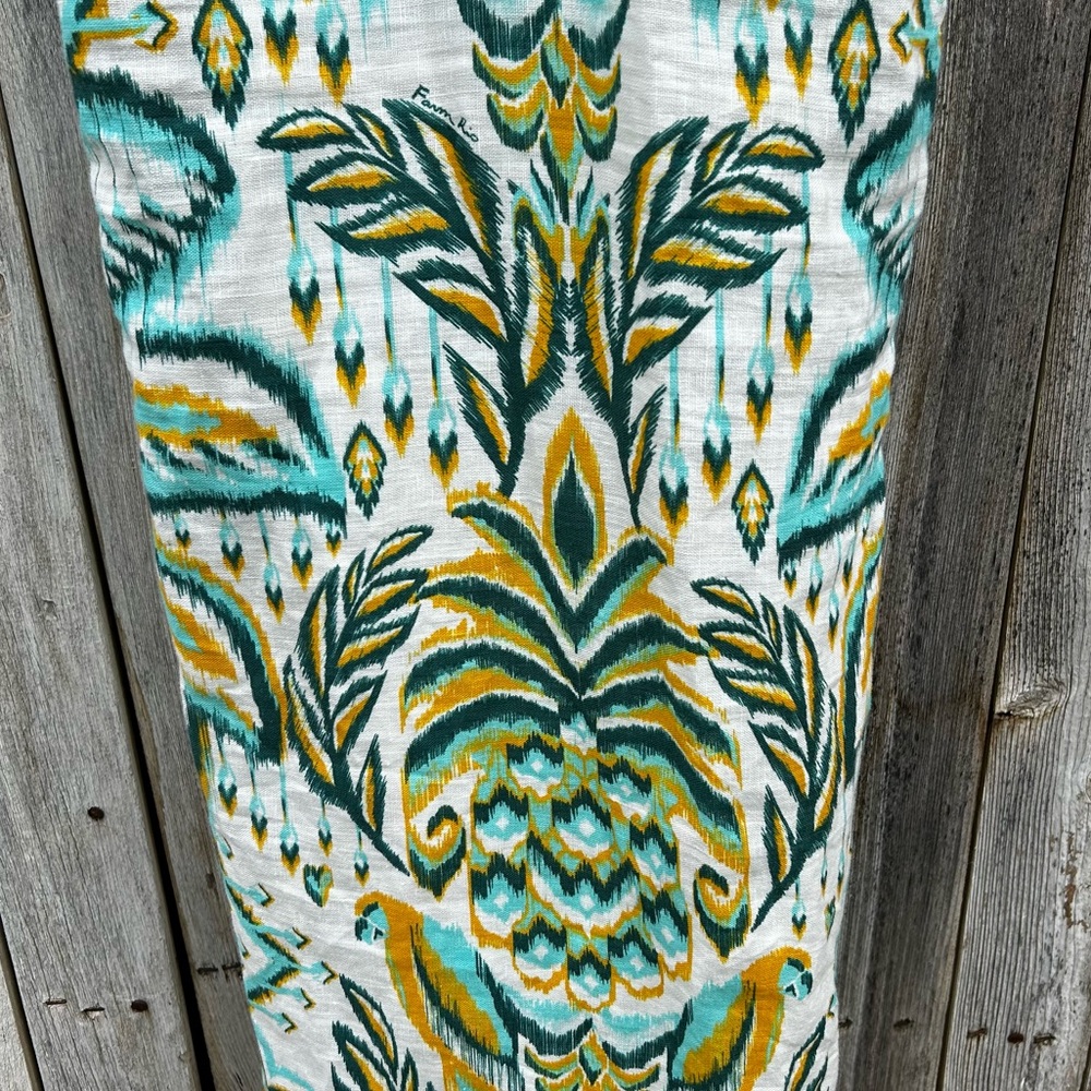 NWT Farm Rio Tropical Tapestry Halter Linen Maxi Sun Dress Off White Green M - Picture 8 of 16